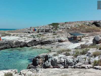 Troviamo un altro gruppo di bagnanti, anch�essi riparati sotto una capanna improvvisata. Siamo in una zona chiamata  �Cala dei ladroni� caratterizzata da uno scivolo naturale che porta al mare
